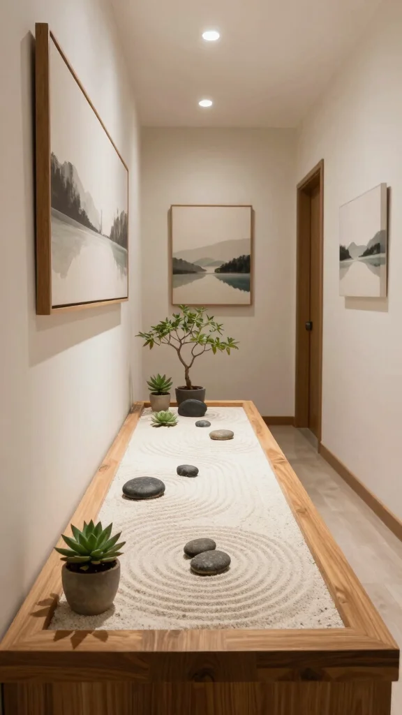 10 Japanese Style Hallway Ideas That Feel Peaceful and Intentional - 3. Zen Garden Accents 1