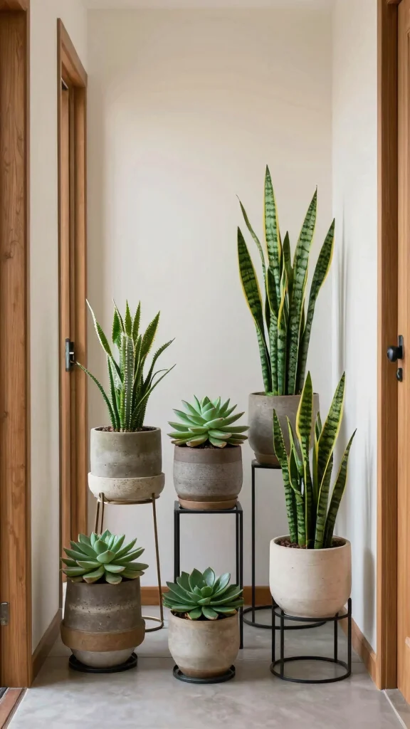 10 Japanese Style Hallway Ideas That Feel Peaceful and Intentional - 7. Artful Plant Displays 1