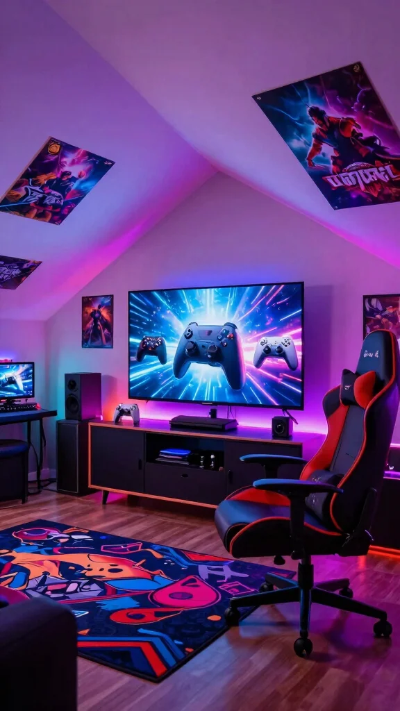 10 Ways to Build the Perfect Attic Teen Hangout Space - 2. Game Zone Galore 1