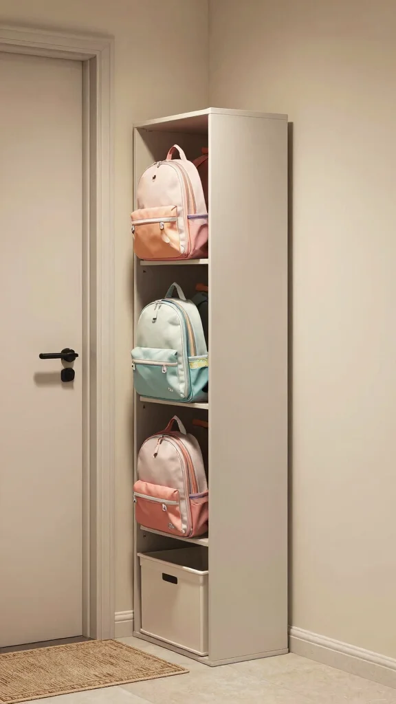 10 Ways to Store Kids' Backpacks in the Entryway for a Tidy Family Space - 9. Slimline Vertical Storage Unit 1