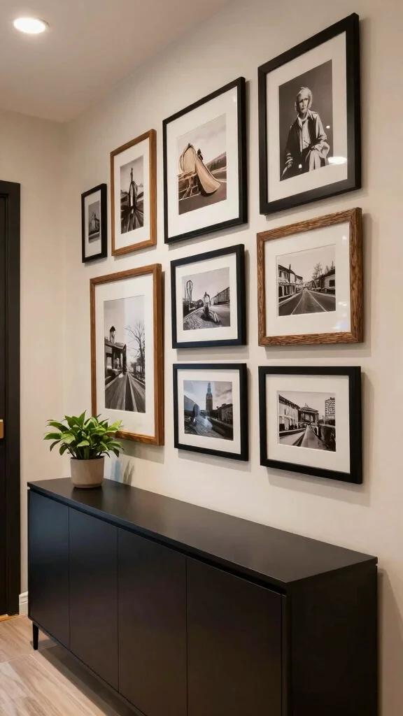 10 Ways to Style a Hallway Wardrobe for a Seamless Space-Smart Look - 5. Create a Gallery Wall 1