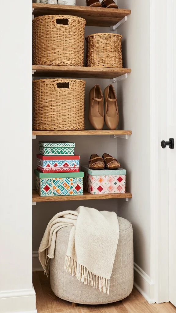 10 Ways to Style a Hallway Wardrobe for a Seamless Space-Smart Look - 9. Thoughtful Decorative Storage Solutions 1