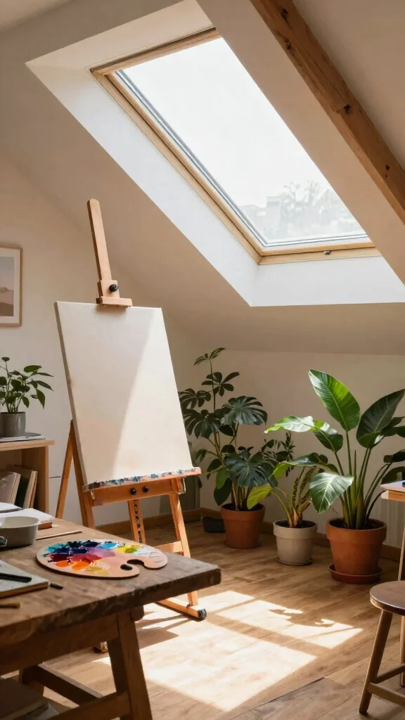 11 Attic Art Studio Ideas for a Creative Well-Lit Top-Floor Space - 1. Skylights for Natural Lighting 1