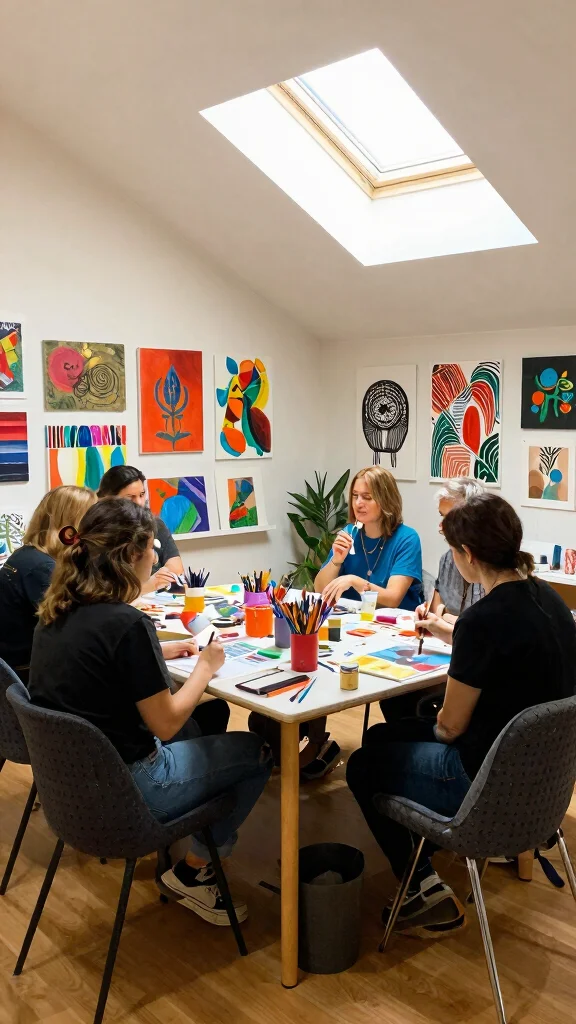 11 Attic Art Studio Ideas for a Creative Well-Lit Top-Floor Space - 10. Art Group Sessions 1