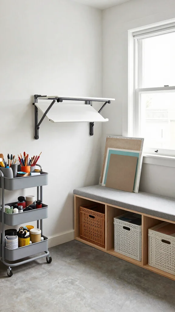 11 Attic Art Studio Ideas for a Creative Well-Lit Top-Floor Space - 3. Multi-Functional Furniture 1