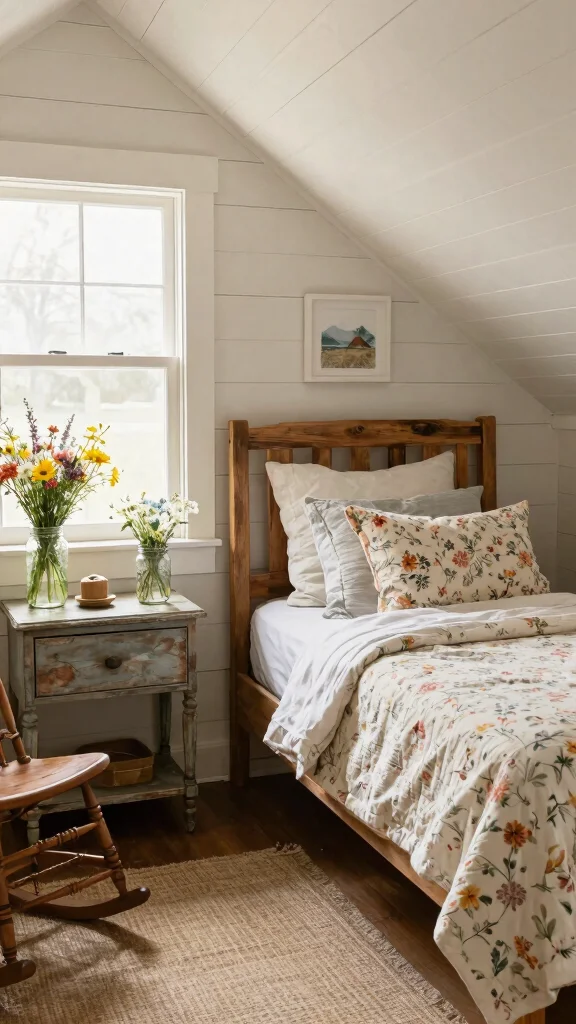 11 Attic Guest Bedroom Concepts for a Welcoming Comfortable Top-Floor Space - 10. Farmhouse Style 1