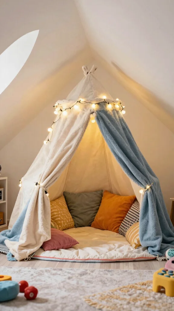 11 Attic Kids' Room Ideas for a Fun Safe Creative Top-Floor Space - 11. Cozy Hideaway Forts 1