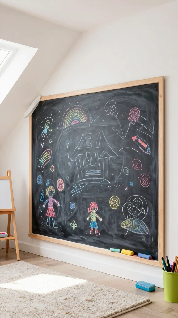 11 Attic Kids' Room Ideas for a Fun Safe Creative Top-Floor Space - 4. Interactive Chalkboard Wall 1