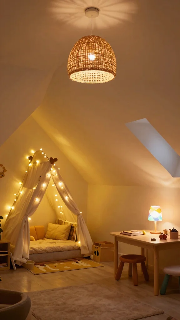 11 Attic Kids' Room Ideas for a Fun Safe Creative Top-Floor Space - 8. Creative Lighting Solutions 1