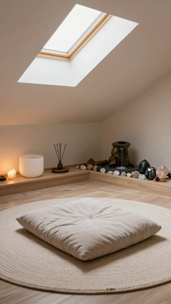 11 Attic Yoga Studio Ideas for a Calm Dedicated Top-Floor Practice Space - 10. Include a Meditation Area 1