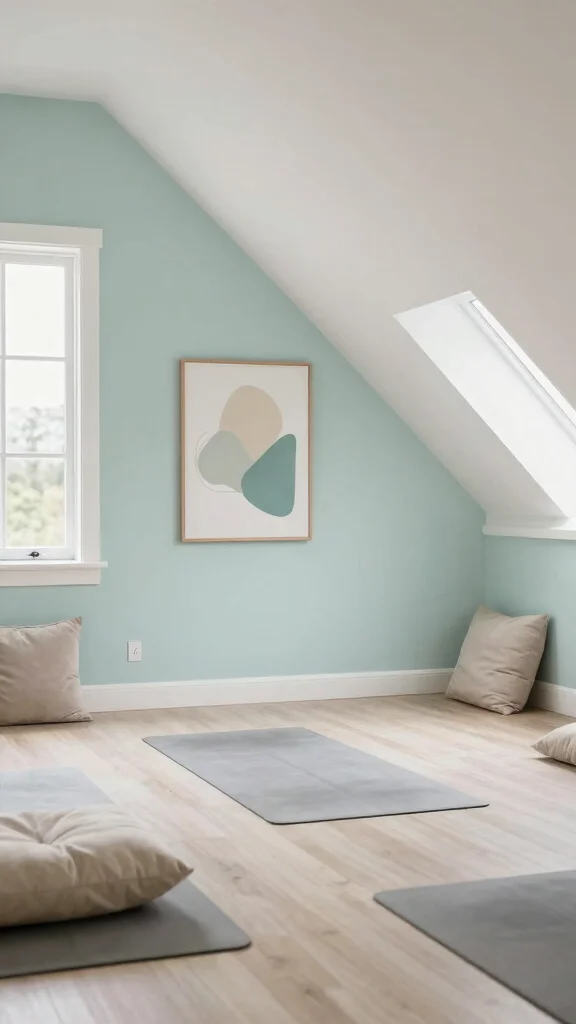 11 Attic Yoga Studio Ideas for a Calm Dedicated Top-Floor Practice Space - 4. Use Calming Colors 1