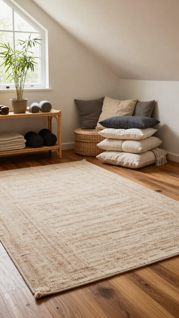 11 Attic Yoga Studio Ideas for a Calm Dedicated Top-Floor Practice Space - 8. Incorporate Textures 1