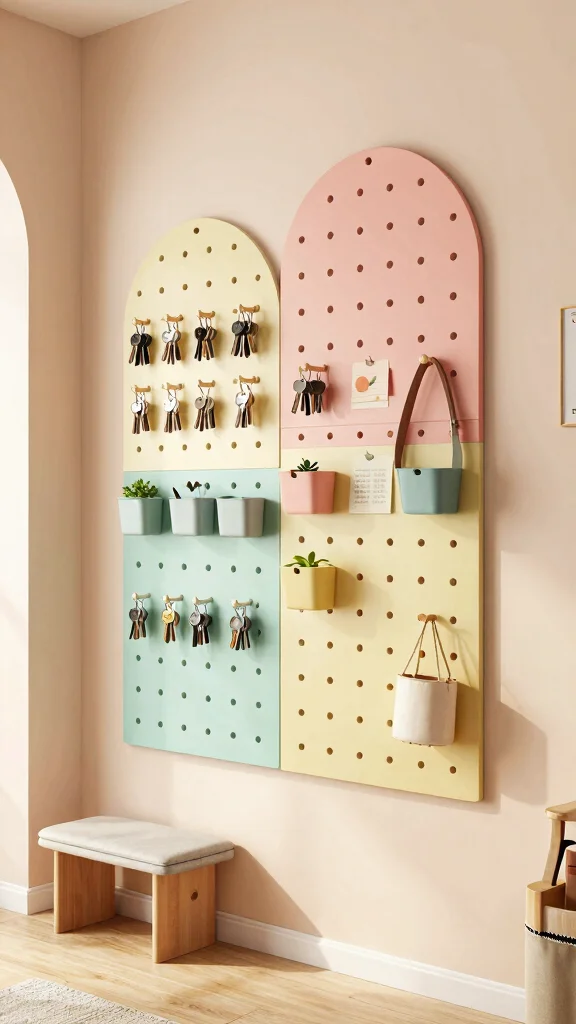 11 Entryway Ideas Without a Closet That Still Look Polished and Organised - 10. Magnetic or Pegboard System 1