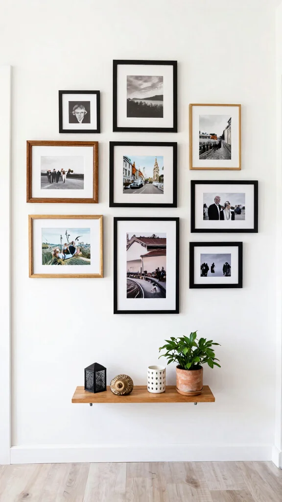 11 Entryway Ideas Without a Closet That Still Look Polished and Organised - 7. Create a Gallery Wall 1