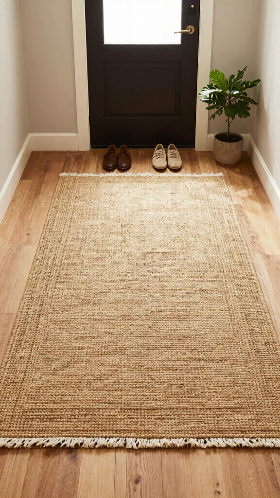 11 Entryway Ideas Without a Closet That Still Look Polished and Organised - 8. Use a Rug to Define the Space 1