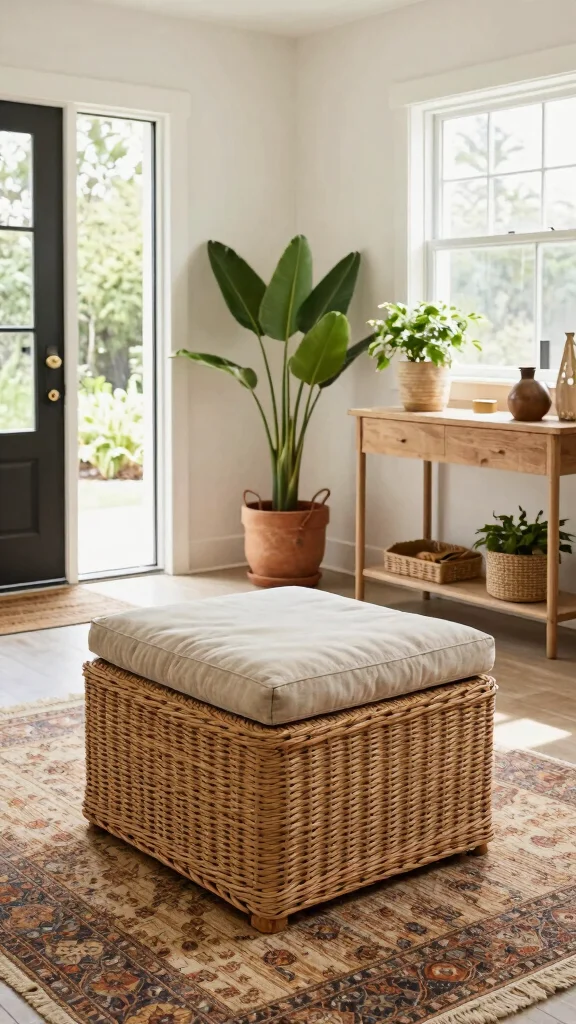 11 Entryway Ottoman Concepts for a Comfortable Flexible Seating Solution - 8. Outdoor-Inspired 1