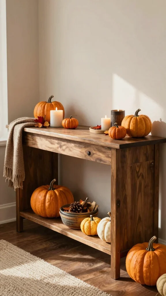 11 Entryway Table Styling Ideas for a Layered Curated Display - 6. Seasonal Swaps for Freshness 1