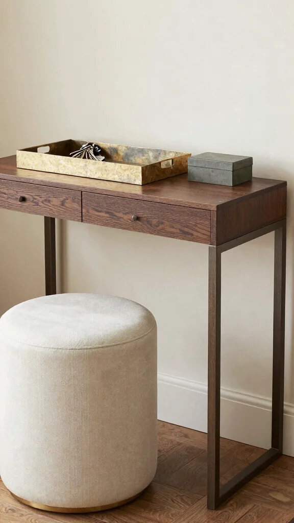11 Entryway Table Styling Ideas for a Layered Curated Display - 9. Multi-Functional Decor 1