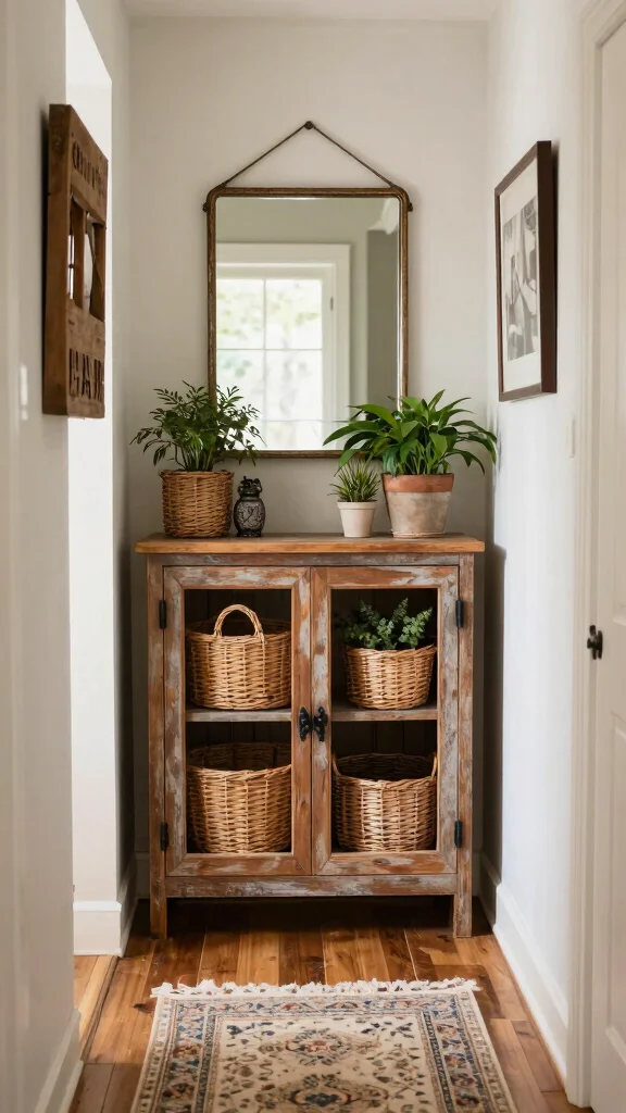 11 Hallway Cabinet Ideas for a Tidy Beautiful Entrance Storage - 2. Rustic Farmhouse Charm 1
