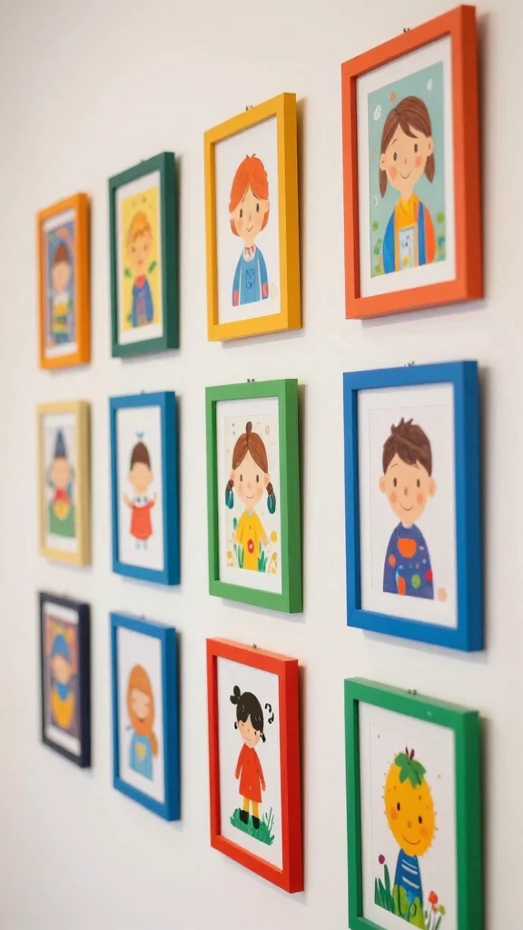 11 Hallway Kids Art Display Ideas for a Cheerful Personal Wall - 7. Rotating Art Frames 1