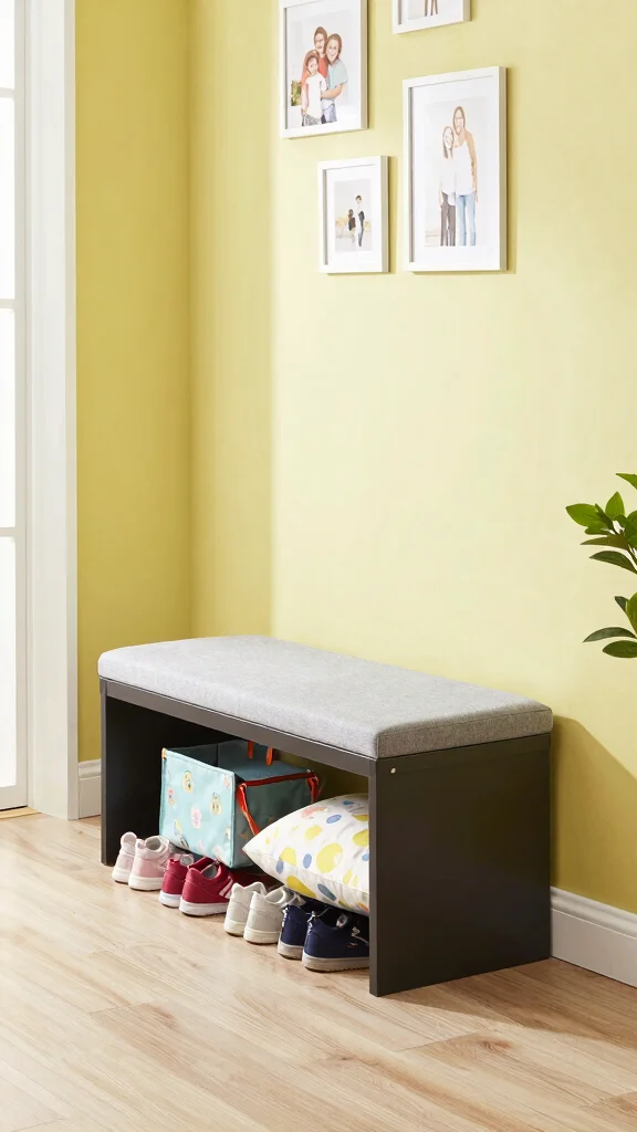 11 Hallway Kids Organization Ideas for a Tidy Family-Friendly Entrance - 3. Multifunctional Bench with Storage 1