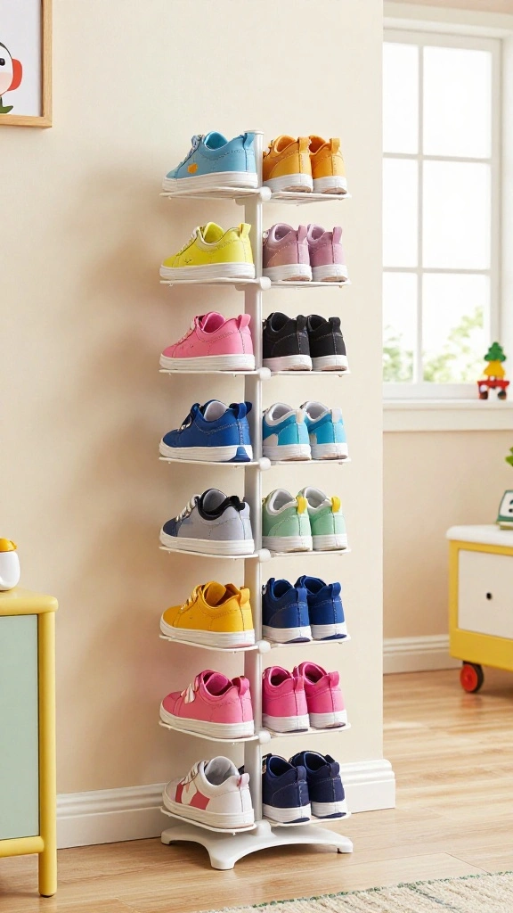 11 Hallway Kids Organization Ideas for a Tidy Family-Friendly Entrance - 4. Vertical Shoe Storage Solutions 1