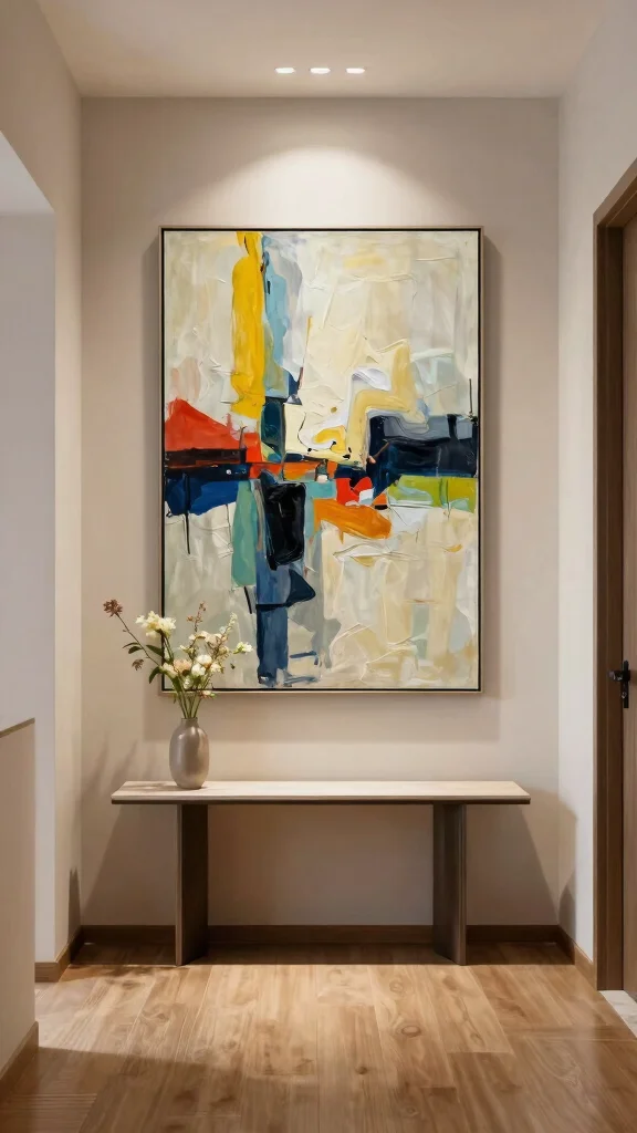 11 Hallway Picture Display Ideas for a Styled Personal Wall - 2. Use Oversized Art for Impact 1
