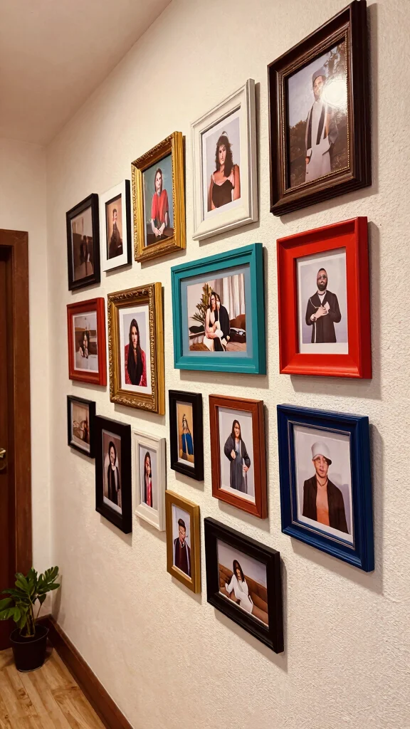 11 Hallway Picture Display Ideas for a Styled Personal Wall - 4. Mix and Match Frames for Eclectic Charm 1