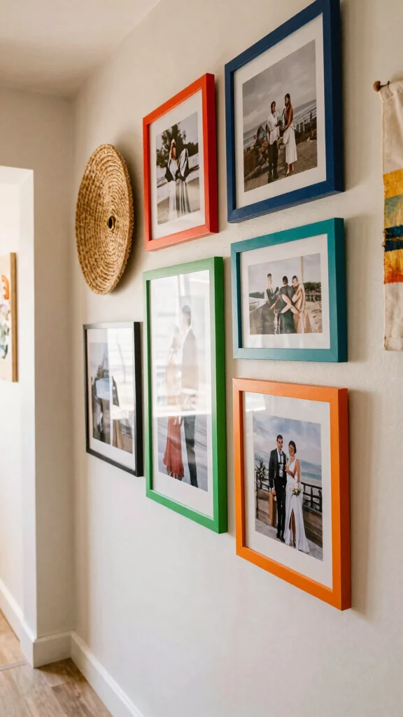 11 Hallway Picture Display Ideas for a Styled Personal Wall - 6. Use Color and Texture to Bring Life 1
