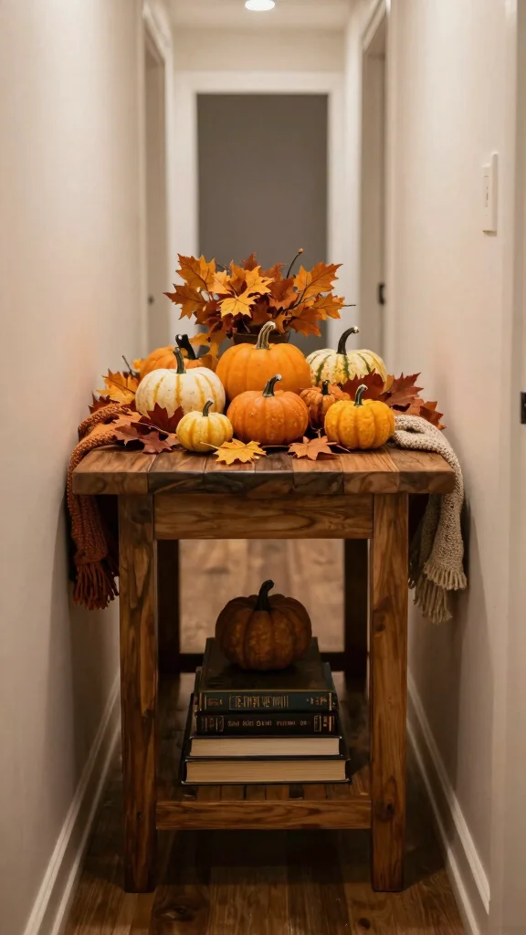 11 Hallway Table Styling Ideas for a Layered Curated Entrance Display - 10. Seasonal Decor Swaps 1