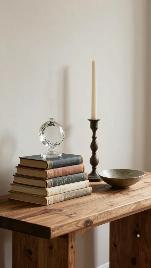 11 Hallway Table Styling Ideas for a Layered Curated Entrance Display - 5. Mix and Match Heights 1