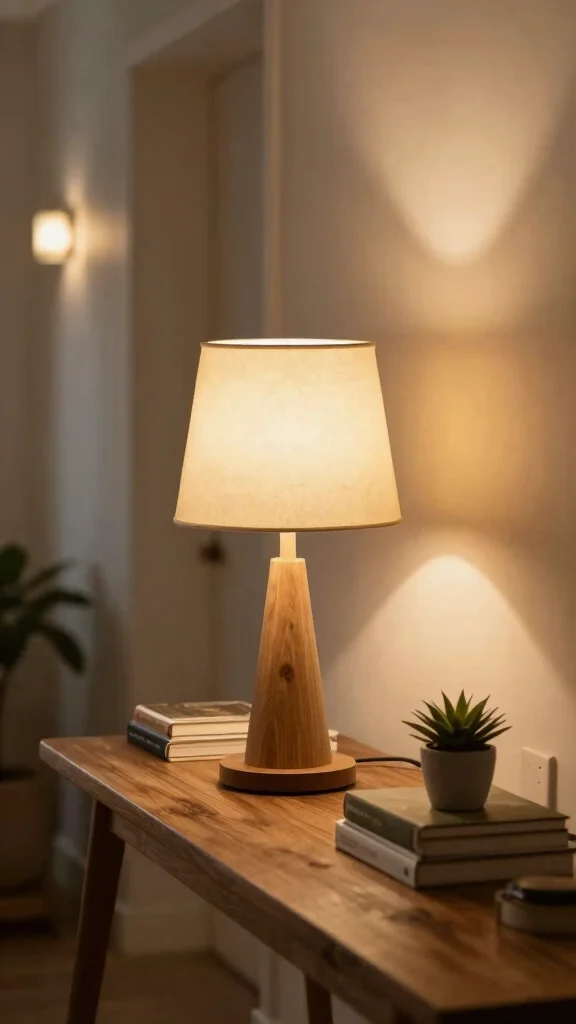 11 Hallway Table Styling Ideas for a Layered Curated Entrance Display - 7. Lighting Matters 1