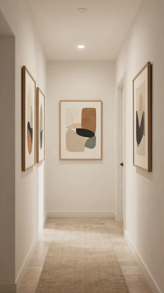 11 Japandi Style Hallway Ideas for a Serene Clean-Lined Entrance - 6. Thoughtful Artwork Display 1