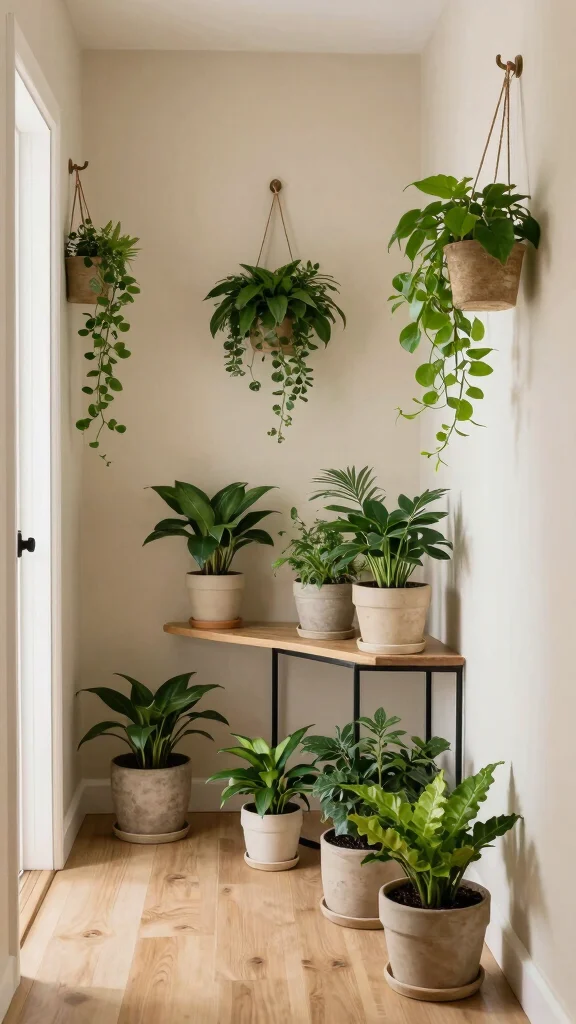 11 Japandi Style Hallway Ideas for a Serene Clean-Lined Entrance - 7. Integrate Nature with Greenery 1