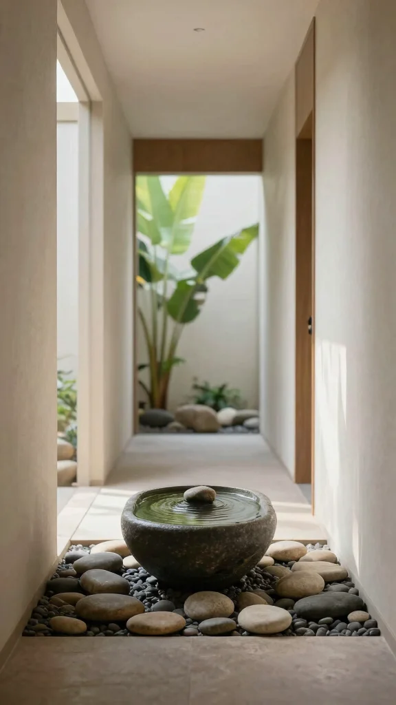 11 Japandi Style Hallway Ideas for a Serene Clean-Lined Entrance - 8. Create a Zen Element 1