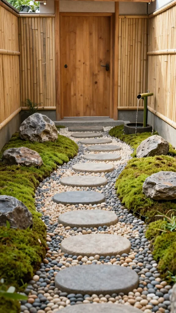 11 Japanese Style Entryway Ideas That Feel Peaceful and Intentional - 1. Zen Garden Pathway 1