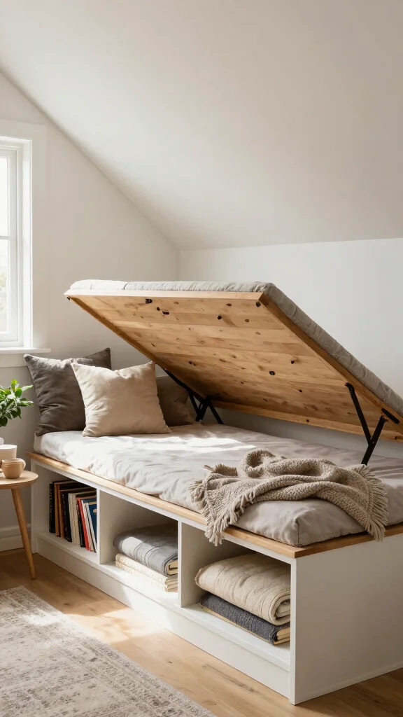 12 Attic Bedroom Storage Ideas That Work With Every Sloped Ceiling - 3. Built-In Benches with Storage 1