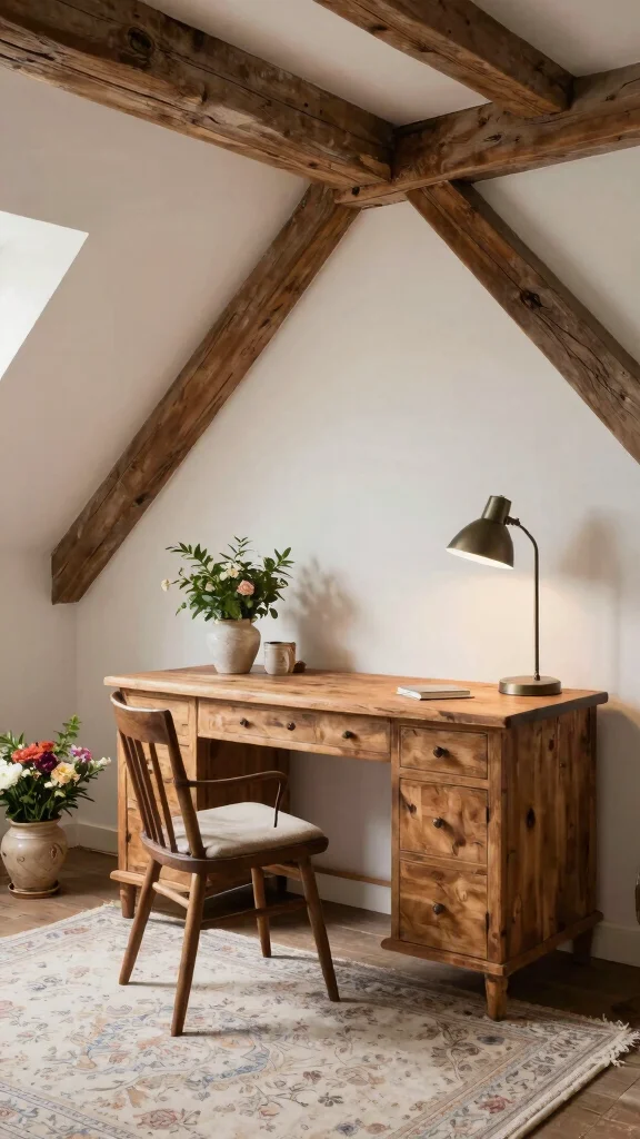 12 Attic Home Office Concepts That Make Working From the Top Floor Inspiring - 3. Rustic Charm 1