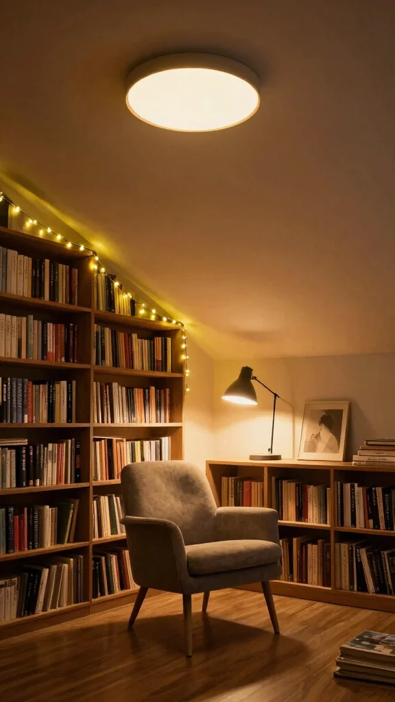 12 Attic Library Concepts for a Bookworm's Dream Top-Floor Reading Retreat - 11. Lighting Magic 1