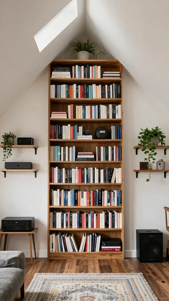 12 Attic Media Room Ideas for a Sleek Immersive Entertainment Space - 10. Utilizing Vertical Space 1