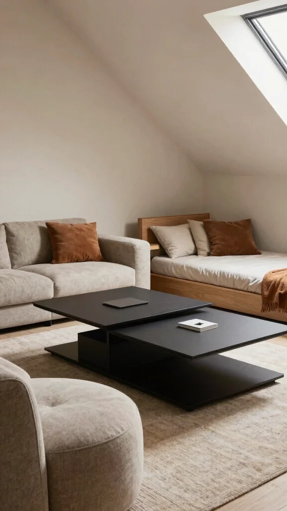 12 Attic Media Room Ideas for a Sleek Immersive Entertainment Space - 6. Multifunctional Furniture 1