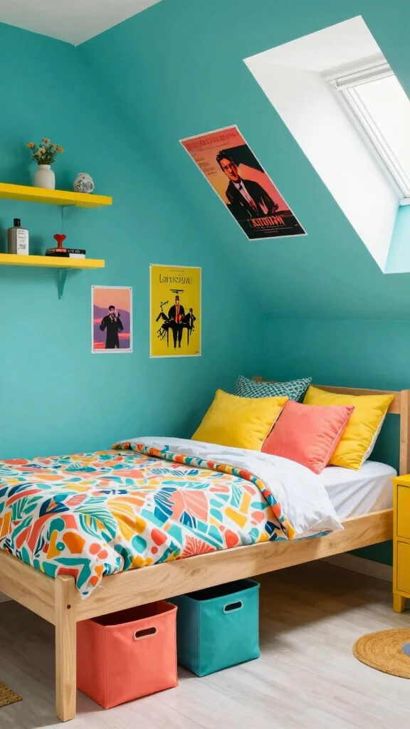 12 Attic Teen Bedroom Inspirations for a Cool Personalised Top-Floor Room - 3. Color Pop: Brighten Up Your Space 1