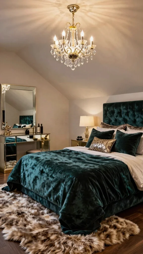 12 Attic Teen Bedroom Inspirations for a Cool Personalised Top-Floor Room - 6. Glamorous Getaway: Luxe Accents for Elegance 1