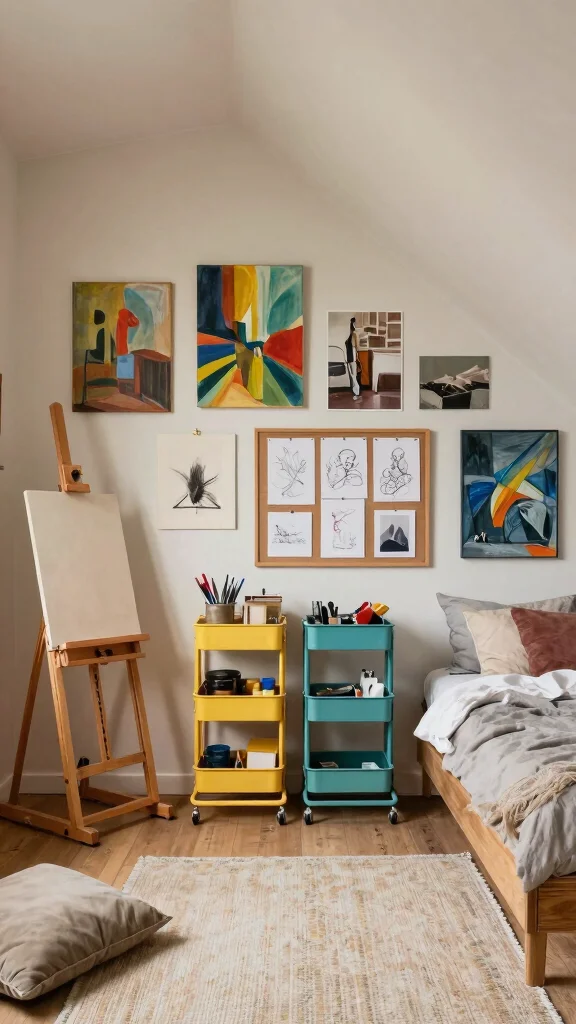 12 Attic Teen Bedroom Inspirations for a Cool Personalised Top-Floor Room - 8. Artistic Escape: A Creative Gallery 1