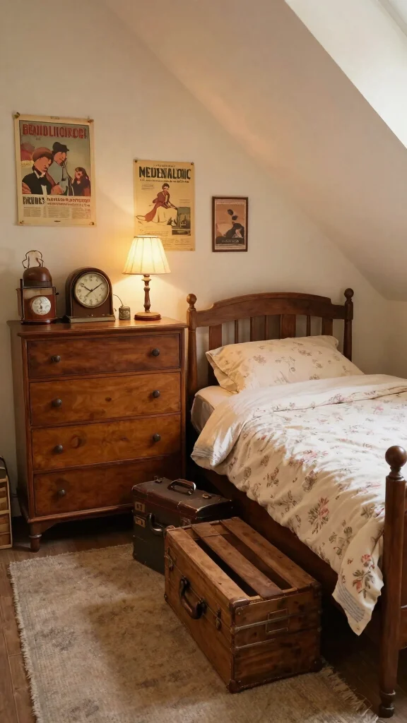 12 Attic Teen Bedroom Inspirations for a Cool Personalised Top-Floor Room - 9. Vintage Vibe: Nostalgic Decor 1