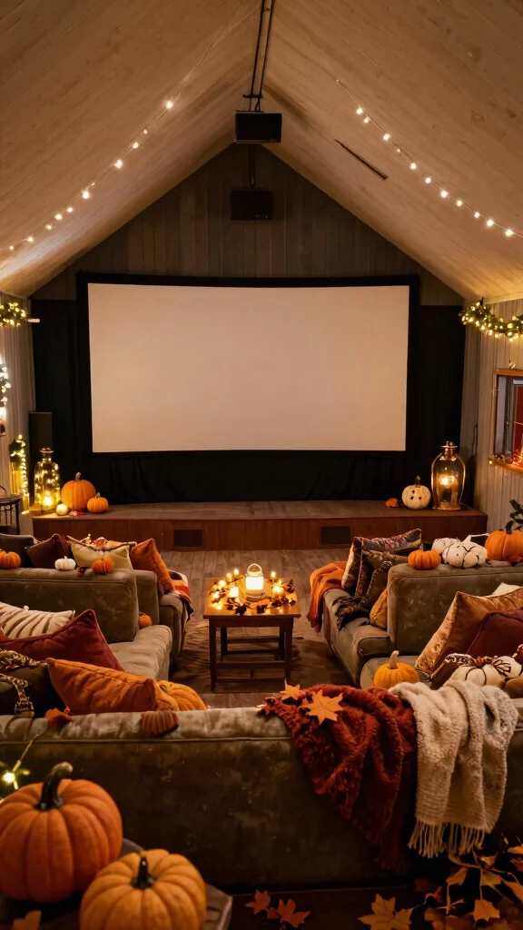 12 Attic Theater Room Ideas for a Cinematic Immersive Top-Floor Experience - 12. Flexible Decor for Seasonal Changes 1