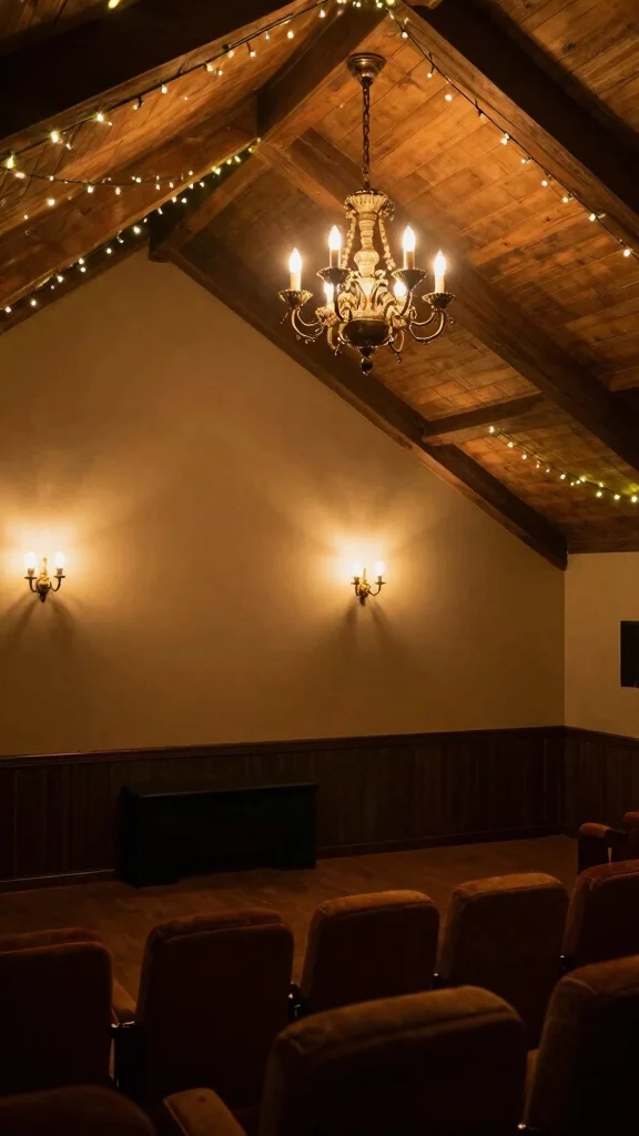12 Attic Theater Room Ideas for a Cinematic Immersive Top-Floor Experience - 4. Soft, Warm Lighting 1