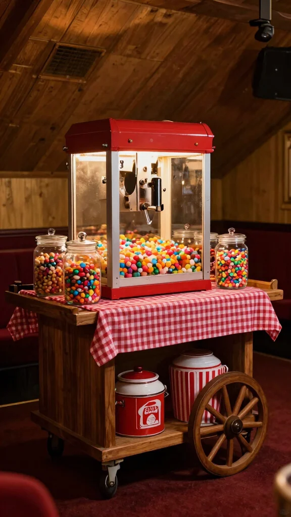 12 Attic Theater Room Ideas for a Cinematic Immersive Top-Floor Experience - 6. Vintage Snack Bar Setup 1