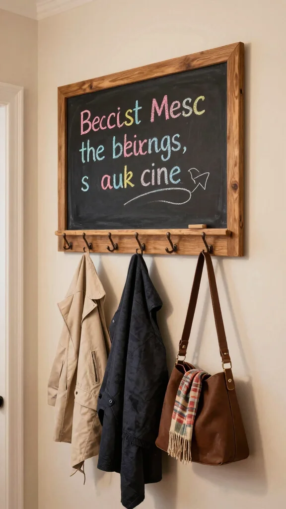 12 Entryway Hook Ideas for Coats, Bags, and an Organised Entrance - 10. Chalkboard Hook Rack 1