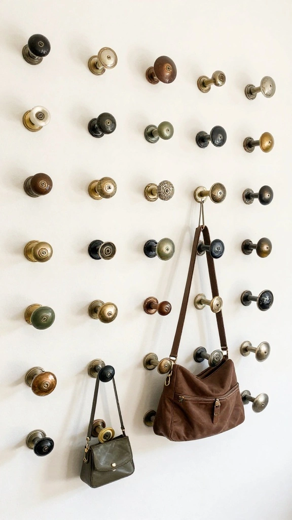 12 Entryway Hook Ideas for Coats, Bags, and an Organised Entrance - 11. Hooks with Vintage Doorknobs 1